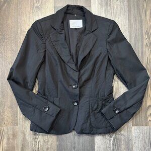 Classiques Entier Blazer Womens Black Size 4 Pleated Pockets 2 Botton Shoulder